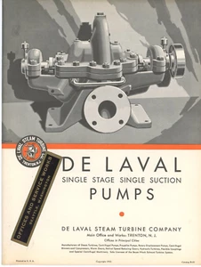 1935 De Laval Single Stage Single Suction Pumps Catalog B23 Trenton NJ Seattle - Imagen 1 de 2