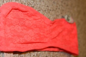 Victoria's Secret Lace Bandeau Bra NWT Small Neon Coral strapless  - Picture 1 of 5