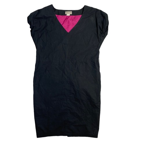 ACNE STUDIOS Abito tunica Acne Jeans nero cotone rosa foderato viscosa manica a sbuffo 34