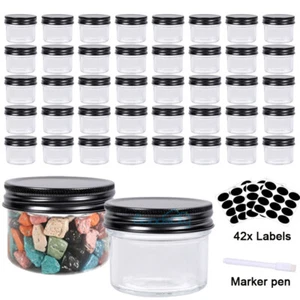 40 packs Mini Wide Mouth Glass Jars w/ Lids Clear For Honey,Jam,Jelly,Baby Foods - Picture 1 of 12