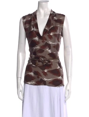 古驰零售价 1890 美元丝绸斜纹腰带衬衫上衣衬衫尺寸 IT 40 — 第 1/4 张图片