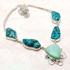 Turquoise Amazonite Gemstone Ethnic Handmade Necklace Jewelry 36 Gms  An 16813