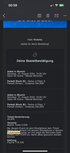 Adele Ticket München - 10.08 - Bild 1 von 3