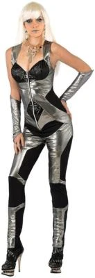 Mono Plata Fundida Futura Moda Robot Vestido Elegante Halloween Adulto Disfraz Foto 1 de 2