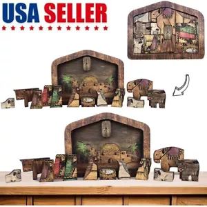 Wooden Jesus Puzzles Nativity Set Nativity Puzzle With Wood Burned Design Jigsaw - Picture 1 of 11
