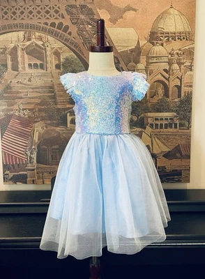 Pink & violet sequin Ruffle Lace Dress For Little Girls -Size 5 - Image 1 of 4