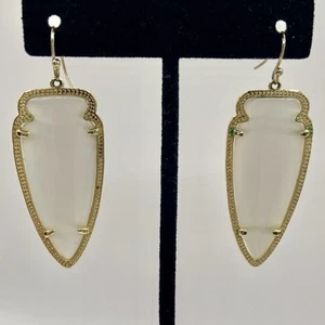 Kendra Scott Arrowhead SKYLAR Earrings In Gray Slate Gold Tone Beautiful - Picture 1 of 2
