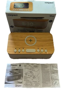 Connect Ultra 15W FAST Charging Wireless Speaker Clock iPhone Dimmer Dual Alarm - Picture 1 of 12