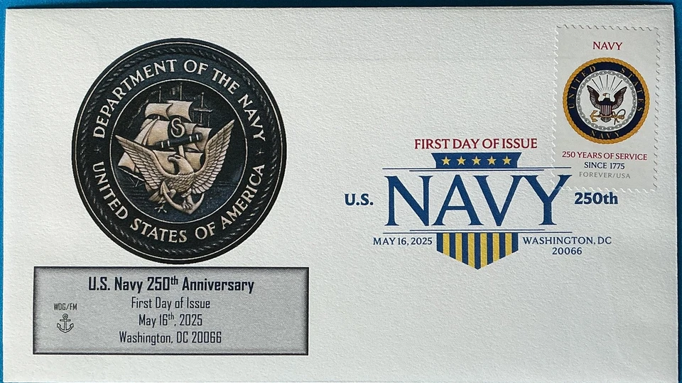 AFDCS 6004 美国海军 250 周年数字彩色邮戳  — 第 1/1 张图片