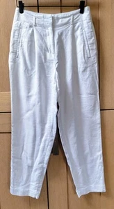Marks & Spencer Ladies Soft White Linen Mix Trouser Sz 8 26' Waist 26"Leg Smart - Picture 1 of 7
