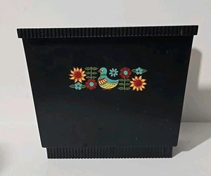 Vintage 60/70s Mid Century Black Plastic Bird & Flower Napkin Letter Mail Holder - Picture 1 of 9