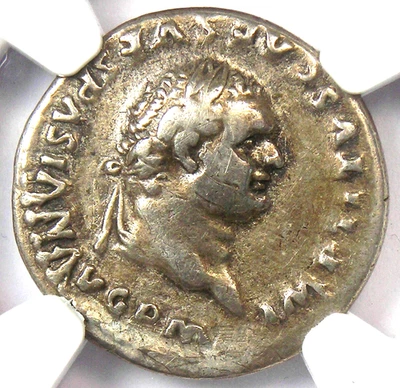 Moneda delfín romano de plata Titus AR Denarius 79-81 dC - Certificada NGC EN MUY BUEN ESTADO - ¡Rara! Foto 1 de 4