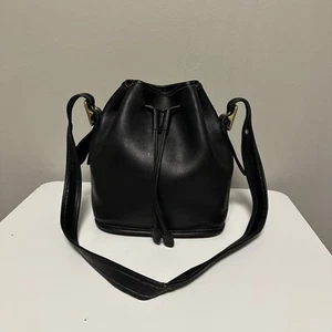 Coach Vintage Lulas Legacy Drawstring Bucket Bag 9952 Black Leather Brass - Picture 1 of 12