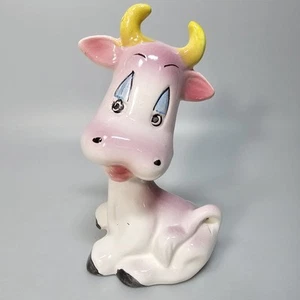Vintage Purple Cow Figurine Nasco Japan Porcelain Ceramic Kitsch Whimsical Cute - Picture 1 of 13