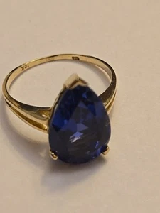 Saphir in Birnenform 10 Karat Gelbgold und 8 kt - Bild 1 von 8
