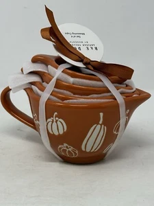 RAE DUNN Artisan Orange Pumpkin Ceramic 4 Measuring Cups By Magenta NWT Fall - Picture 1 of 9