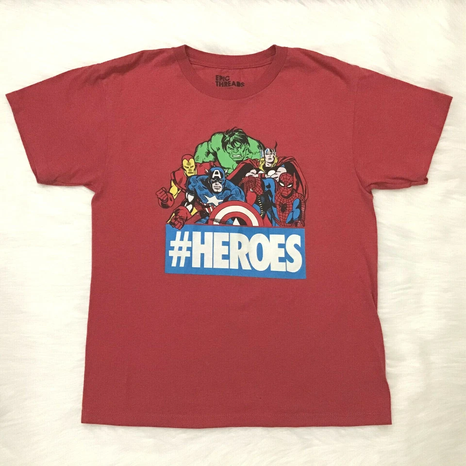 Camiseta roja Epic Threads Marvel #Heroes Boys BRILLA EN LA OSCURIDAD ¡Talla M L@@K! Foto 1 de 4