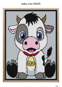 Baby cow baby blanket pattern, 40x55", written and graph patern included - Picture 1 of 1