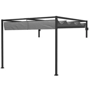 3 x 4m Lean To Pergola, Metal Pergola with Retractable Roof for Grill, Garden, P - Picture 1 of 6
