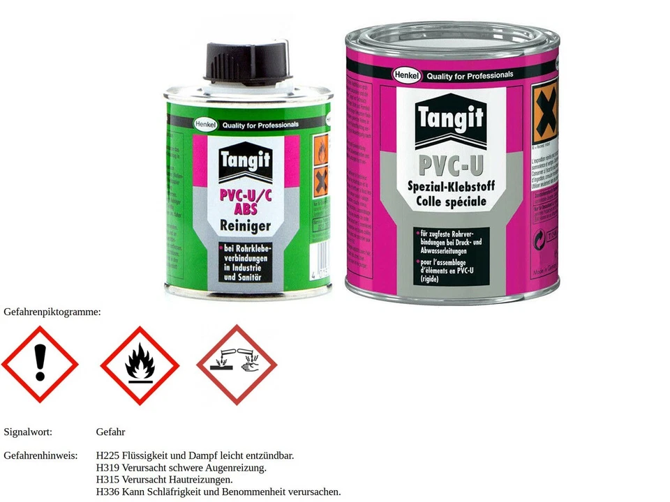 Tangit Set PVC-U Kleber Dose 250 500 1000 g Reiniger 125 ml Rohrverbindung - Bild 1 von 1