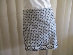 CLUB MONACO SKIRT 8 EMBROIDERED FLORAL SEQUINS & BEADS LINED EXPOSED ZIP LINED - Bild 1 von 6