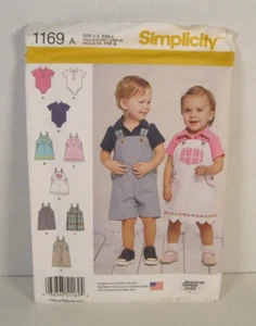 Simplicity 1169 Baby Overalls, Jumper & Bodysuit Pattern Infant XXS - L Uncut - Picture 1 of 2