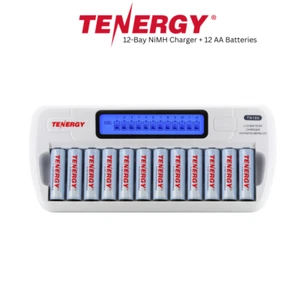 Tenergy TN160 12-Bay LCD Universal NiMH Charger + 12 AA 2500mAh NiMH Batteries - Picture 1 of 13