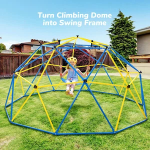 10FT Dome Climbing w/ Canopy And Swing Seat Outdoor Backyard Climbing Toys 800lb - Picture 1 of 8