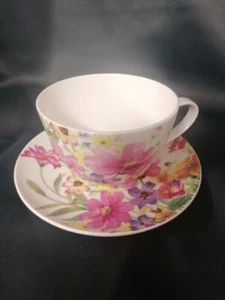 Theodor Maass Jumbotasse/ Unterteller /Blumenmuster /Fine Bone China Dekostück!? - Bild 1 von 10