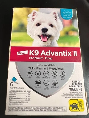 K9 Advantix II Flea Treatment for Medium Dogs 6 Monthly Doses (11-20 Lbs) 3809 - Image 1 of 2