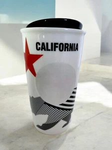 Taza vaso de cerámica Starbucks 2015 icónica bandera del estado de California 12 oz con tapa - Imagen 1 de 11