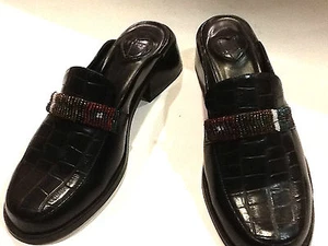 CROCODILE LOOK MULES WITH BEAD TRIM NEW SIZE 6 1/2 - Picture 1 of 9
