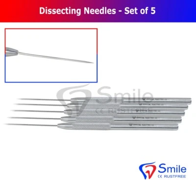 SD DENTAL Dissecting Needles Set Of 5 - Stainless Steel - Dissecting Medical Students Kit