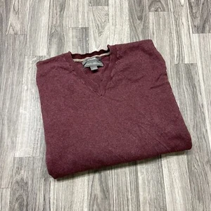 EDDIE BAUER V-Neck Pullover Burgundy Merino Wool Blend Sweater Men's Size Large - Picture 1 of 8