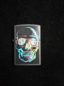 Zippo Colorful Skull Black Matte Windproof Pocket Lighter, 28042 - Picture 1 of 3