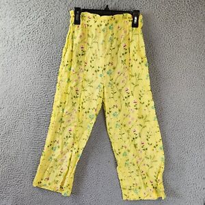 Rare Editions Wide Leg Floral Pants Girls' 8 Yellow Tie Elastic Waist Pull On