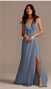 David's Bridal DB Studio Celebrate Bridesmaid's dress Steel Blue - Size 12 - Picture 1 of 5