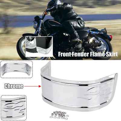 For Harley Road King Tri Street Glide Chrome Fit Front Fender Flame Trim Skirt Foto 1 de 4