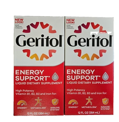 Geritol LÍQUIDO Suplemento de Vitaminas y Hierro de Alta Potencia 12oz (paquete de 2)--¡NUEVO ASPECTO! Foto 1 de 4