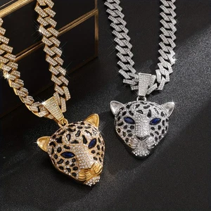 Collar Colgante Animal, Personalizado Estilo Hip-hop Animal Cabeza Leopardo Colgante - Imagen 1 de 12