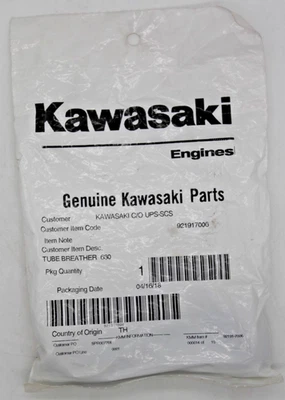Tubo respirador Kawasaki original OEM, 92191-7006, ¡SELLADO DE FÁBRICA! Foto 1 de 2