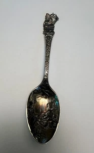 Antique Sterling Silver Christmas Souvenir Spoon w/ Santa, Peace On Earth Jesus - Picture 1 of 8