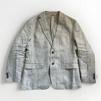 Traje Chaqueta Banana Republic Heritage Slim 100% Lino Hombre 40S Gris Forrado con 2 Botones Foto 1 de 4