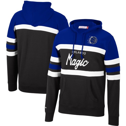 Felpa con cappuccio pullover uomo Mitchell & Ness Royal nero Orlando Magic Head Coach