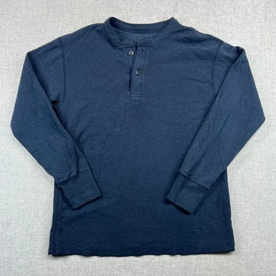Camisa LL Bean River Driver Henley Hombres M Azul Manga Larga Gorpcore Exterior Lana Foto 1 de 4