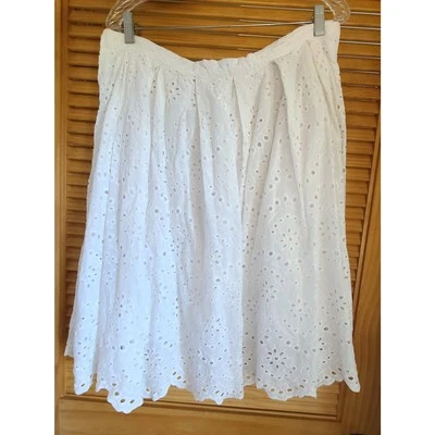 ModCloth XL White 100% Cotton Peasant Cottagecore Fairy Zip Skirt Midi Lined - Image 1 of 4