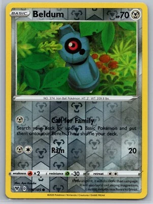 NM Beldum 116/185 Reverse Holo Vivid Voltage Pokemon 2020 - Image 1 of 2