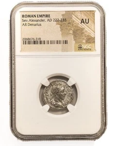 NGC AU Roman Silver Denarius of Severus Alexander NGC Ancients Certified - Bild 1 von 3