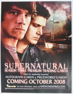 Original 2008 Inkworks Supernatural Season 3 Trading Cards Sell Sheet - Picture 1 of 2