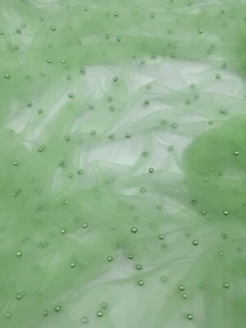 1 mtr lime green pearl beaded tulle net bridal dress fabric..58” wide (147cm) - Picture 1 of 4